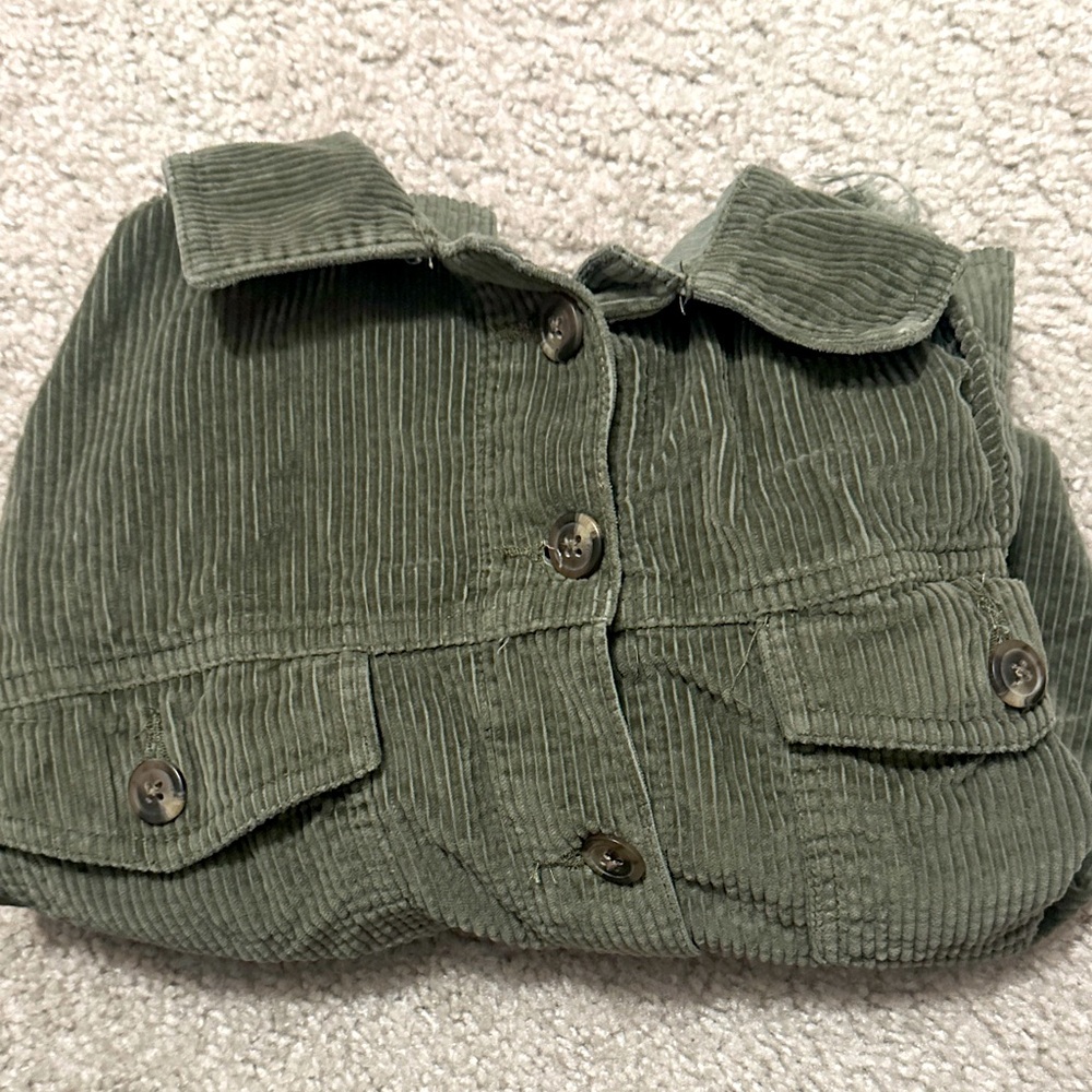 American Eagle Outfitters Green Corduroy Jean Jacket